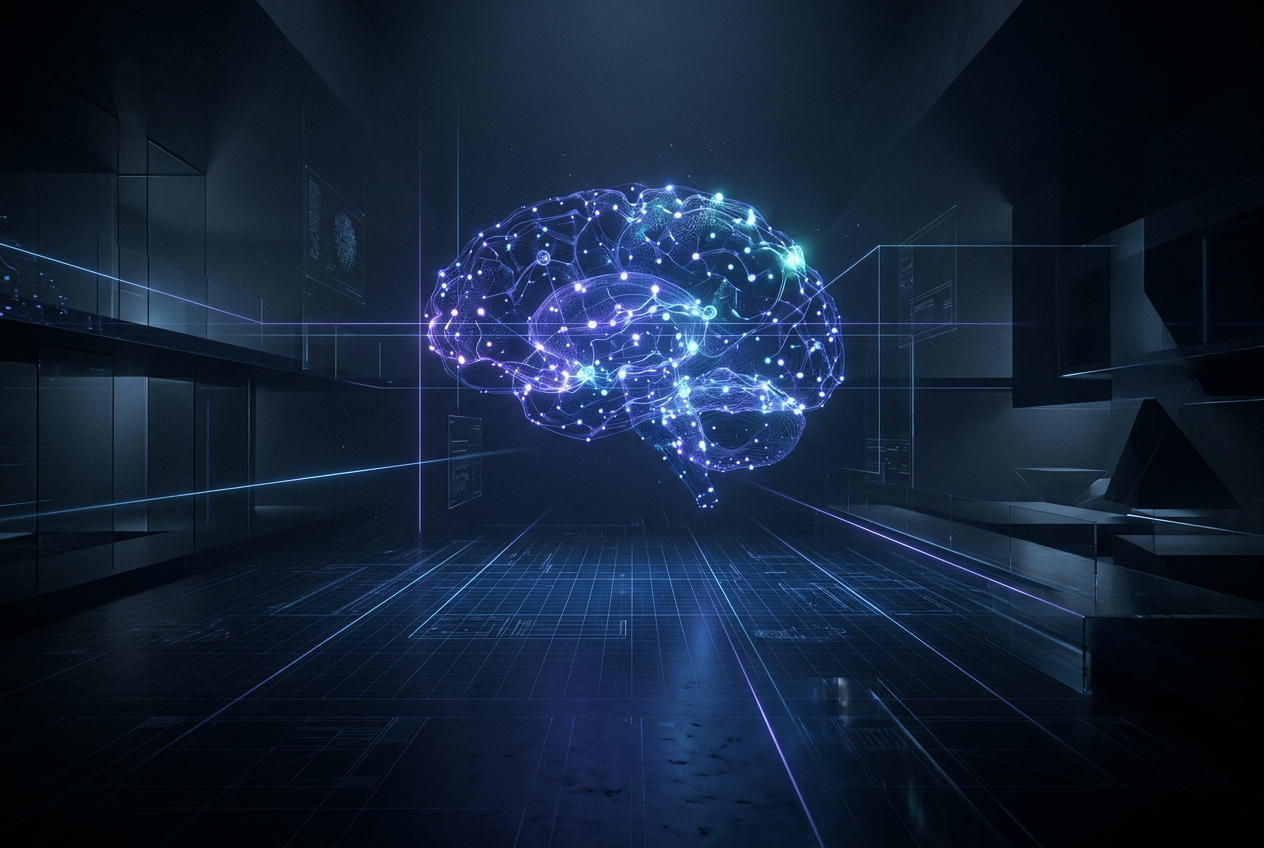 Abstract visualisation of the KRIP AI Tech research ecosystem